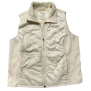 Women’s LL Bean White Cream Lightweight Puffer Vest Size 2X Sherpa Lined